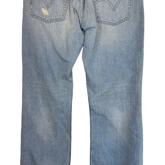 Levi’s Distressed 527 Low Boot Cut Destroyed Light Blue Wash Denim Jeans W32 L30 - Picture 6 of 16